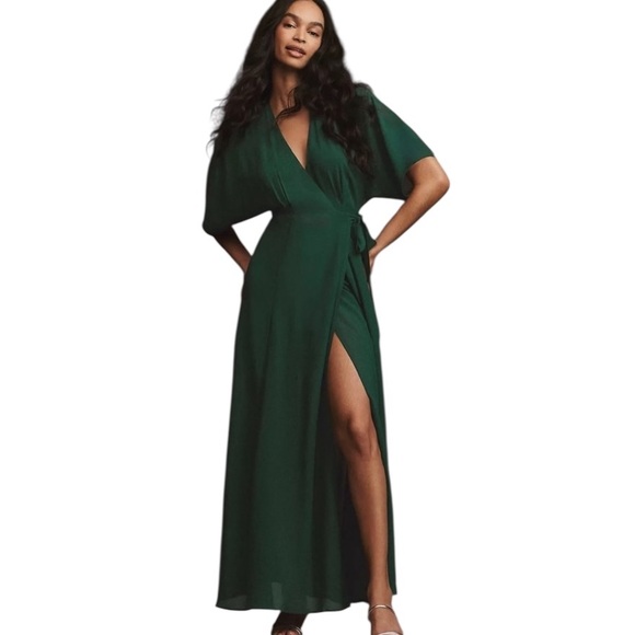 Reformation Dresses & Skirts - Reformation Winslow Short Sleeve Wrap Dress Emerald Green XS EUC